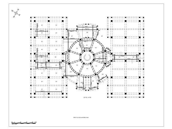 Free AutoCAD 2D Editable Drawings for Multistoried Shopping Mall Design 1st Floor Slab Reinforcement Plan