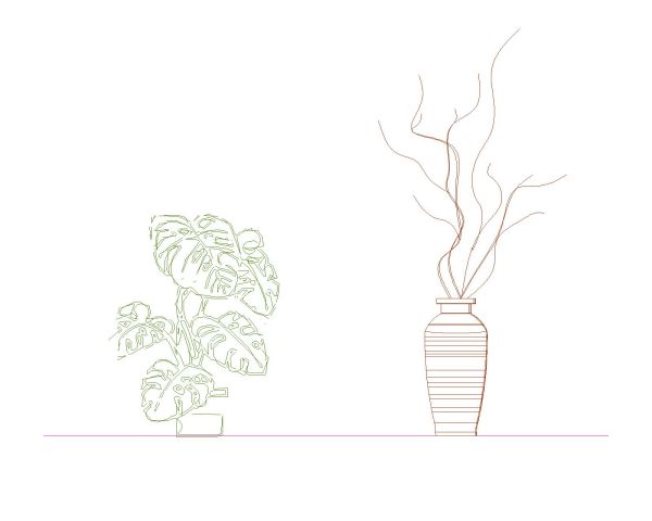 Free AutoCAD 2D Editable Drawings for Artificial Flowres For Interior Designing- 16