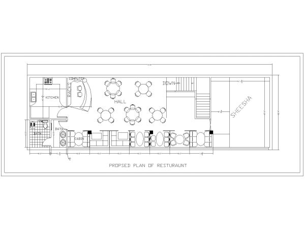 Free AutoCAD scaled DWG, Detailed Section Plan of Resturaunt”