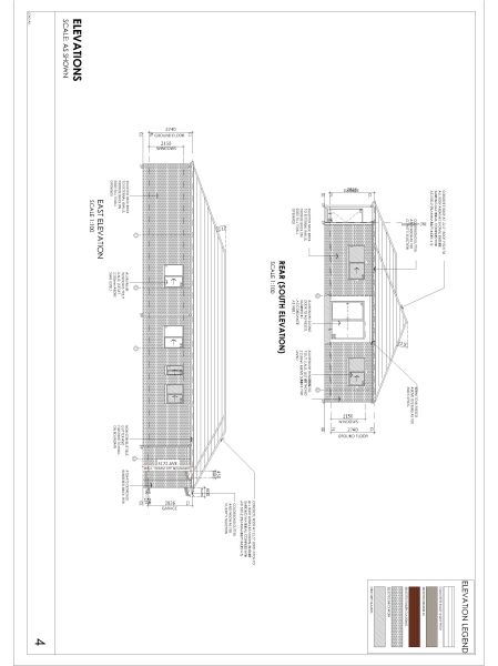 Free AutoCAD 2D Editable Drawings for Tinny Houses Detailed Elevations Rear & Left Sides