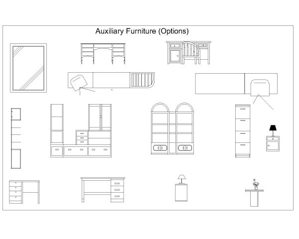 Free AutoCAD 2D Editable Drawings for Auxiliary Furniture Options 001