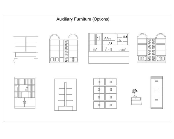 Free AutoCAD 2D Editable Drawings for Auxiliary Furniture Options 002