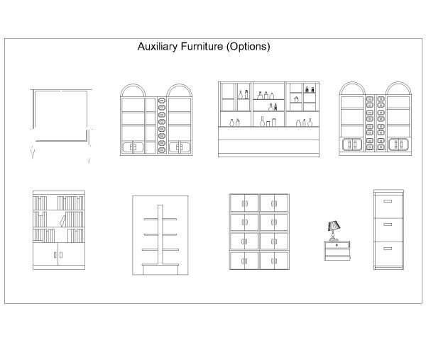 Free AutoCAD 2D Editable Drawings for Auxiliary Furniture Options-2