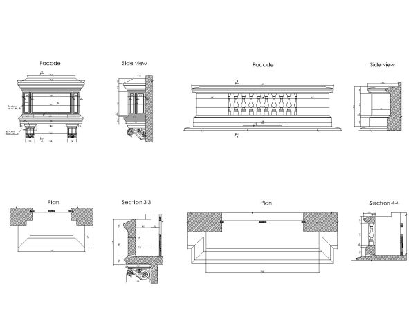 Balcony Design Architectural Details-2 Drawing. CAD block in DWG format free download.