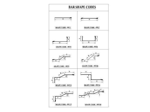 Free AutoCAD 2D Editable Drawings for Bar Shapes for Reinforcement - 12