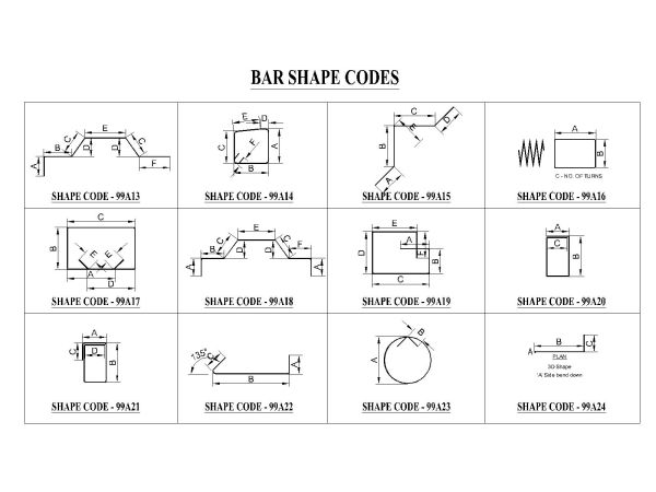 Free AutoCAD 2D Editable Drawings for Bar Shapes for Reinforcement - 5