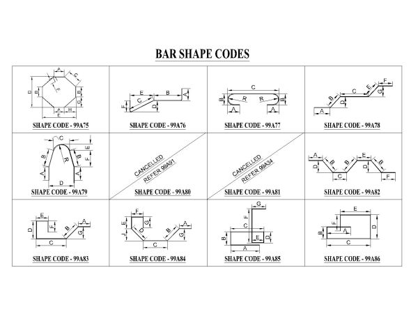 Free AutoCAD 2D Editable Drawings for Bar Shapes for Reinforcement - 9
