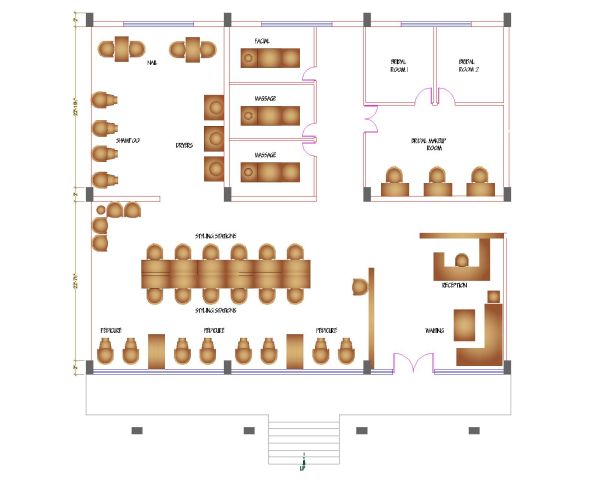 Free AutoCAD 2D Editable Drawings for Beauty Parlour Plan