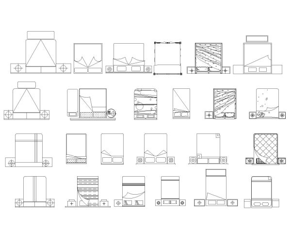 Free AutoCAD 3D Editable Drawings for Bed Set Fixtures - 3