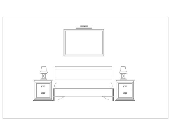 Free AutoCAD 2D Editable Drawings for Bed Set with Side Lamps for Rooms_ 1