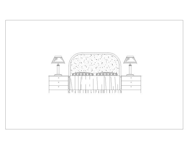 Free AutoCAD 2D Editable Drawings for Bed Set with Side Lamps for Rooms_ 13