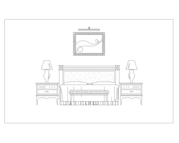 Free AutoCAD 2D Editable Drawings for Bed Set with Side Lamps for Rooms_ 2