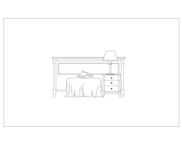 Free AutoCAD 2D Editable Drawings for Bed Set with Side Lamps for Rooms_ 6