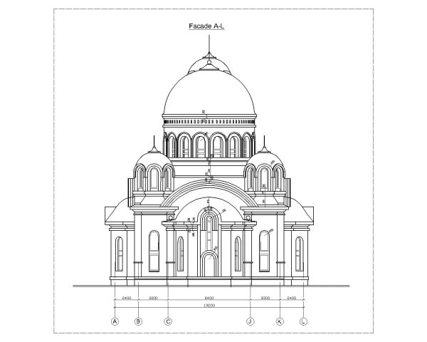 Free AutoCAD 2D Drawing Blockwork Old Church Design Elevation OP_5