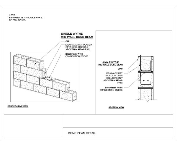 Free AutoCAD 2D Editable Drawings for Bond Beam Detail with CMU Wall Isometric View