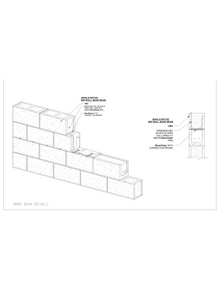 Free AutoCAD 2D Editable Drawings for Bond Beam Detail with Mid wall Isometric View