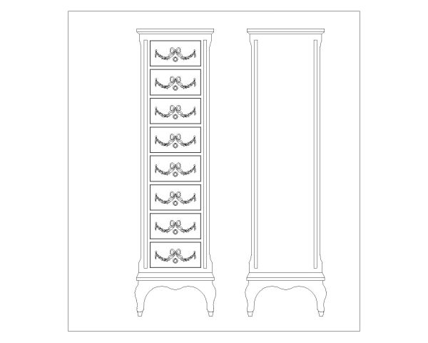 Free AutoCAD 2D Editable Drawings for Bookcases & Dressers_ 16