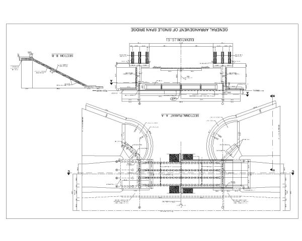 Free AutoCAD 2D Editable Drawings for GENERAL ARRANGEMENT OF SINGLE SPAN BRIDGE