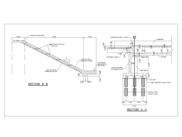 Free AutoCAD Editable Drawing for Bridge Protection Wall Details