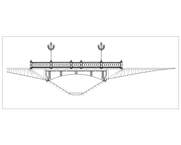 Free AutoCAD Editable Drawing for Bridge with Street Lights Elevation_ 2