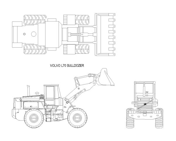 Free AutoCAD 2D Editable Drawings for Bulldozer - Volvo L70