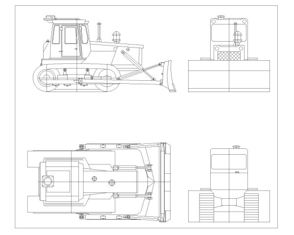 Free AutoCAD 2D Editable Drawings for Bulldozer (Top & Sides) with fiffernt Capacities & Model - 11