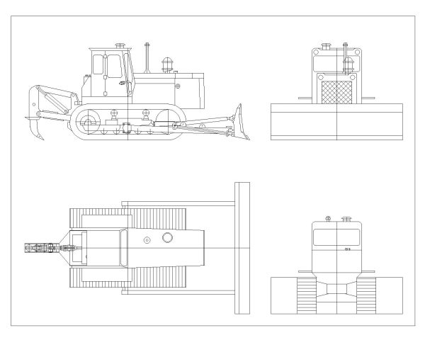 Free AutoCAD 2D Editable Drawings for Bulldozer (Top & Sides) with fiffernt Capacities & Model - 15