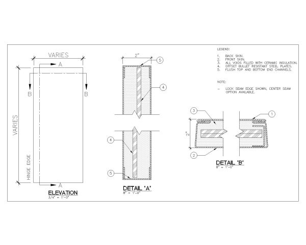 Free AutoCAD 2D Editable Drawings for Bullet Resistant Steel Doors Fire Rated-2