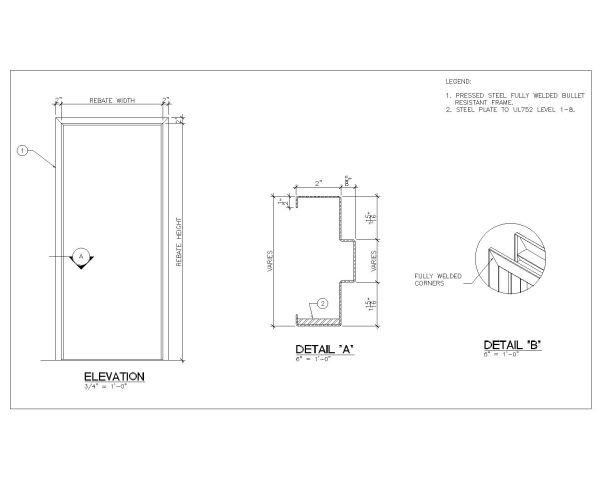 Free AutoCAD 2D Editable Drawings for Bullet Resistant Steel Frame-1