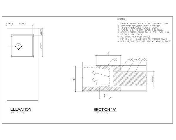 Free AutoCAD 2D Editable Drawings for Bullet Resistant Steel Lite Kit