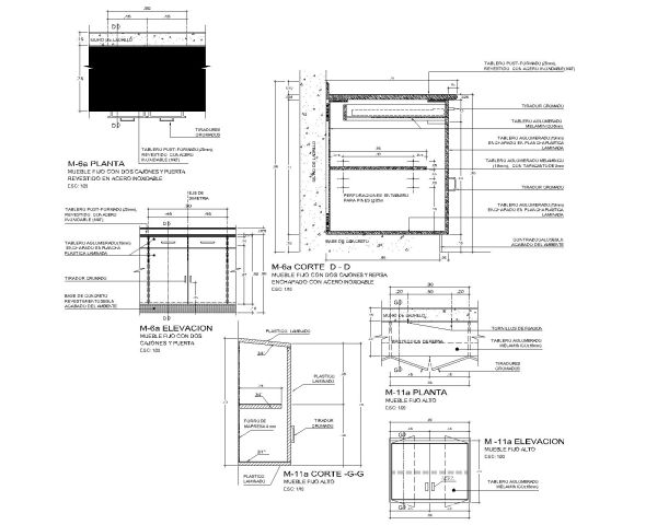 Free AutoCAD 2D Editable Drawings for Cabinet & Drawer Detailed Drawings for Modern Kitchen