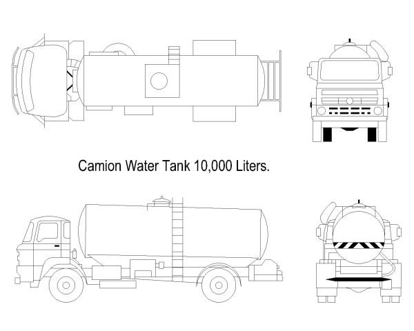 Free AutoCAD 2D Editable Drawings for Camion Oil Tank 10,000 Liters
