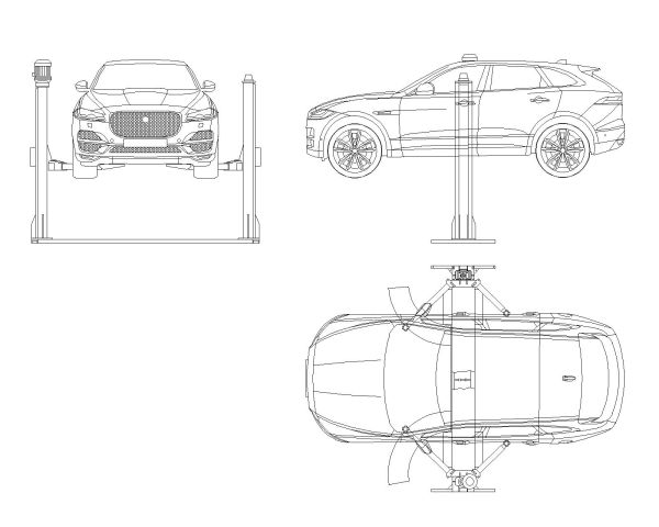 Car Lifting Jecks-Model Architectural Drawing. CAD block in DWG format free download.