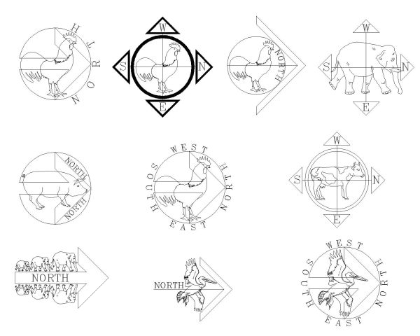 Cardinal Direction-Model Architectural Drawing. CAD block in DWG format free download.