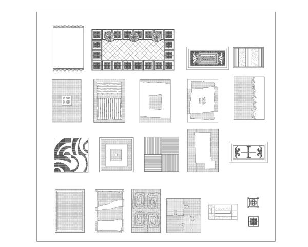 Free AutoCAD 2D Editable Drawings for Carpet Designs For Rooms