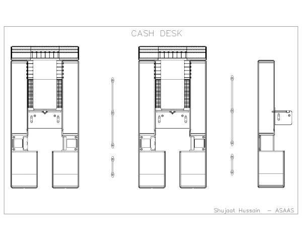Free AutoCAD 2D Editable Drawings for Cash Desk Details