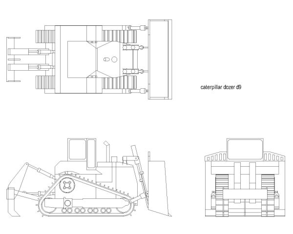 Free AutoCAD 2D Editable Drawings for Caterpillar Dozeer Model-D9
