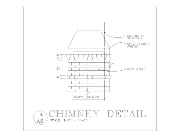 Free AutoCAD 2D Drawing Brick Chimney Detail - 3