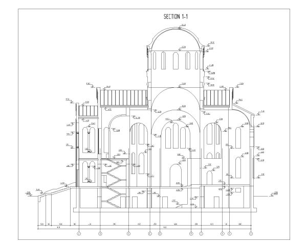 Free AutoCAD 2D Drawings for Church Design Byzantine Style Section_1