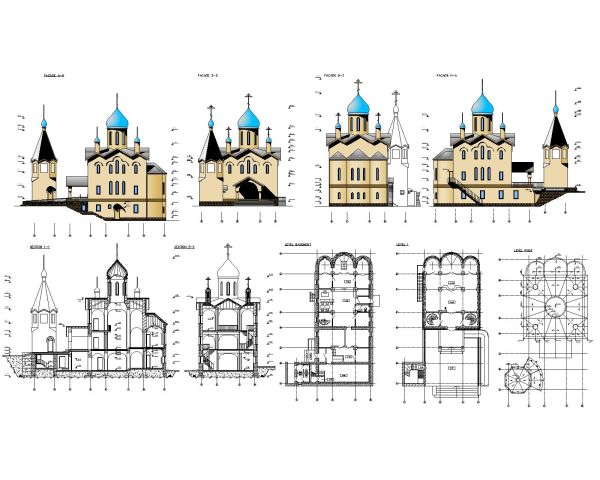 Free AutoCAD 2D Church Drawings Submission for Permit Approval_Plan_Elevation-Sections