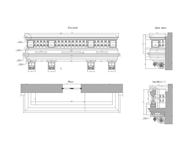 Free AutoCAD 2D Editable Drawings for Classic & French Balcony Designs  - 1 