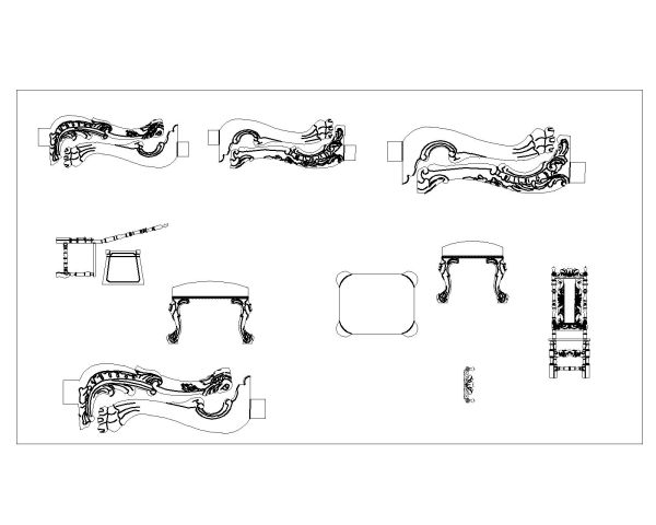 Free AutoCAD 2D Editable Drawings for Classic French Furniture_03