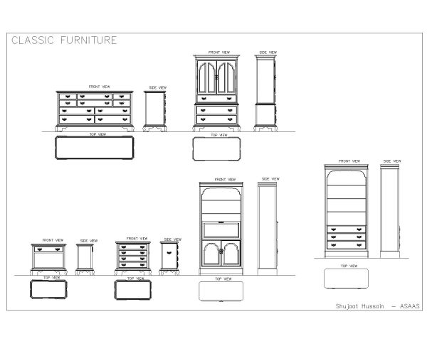 Free AutoCAD 2D Editable Drawings for Classic Furniture Idea - 03