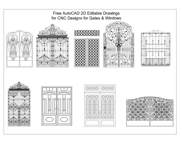 Free AutoCAD 2D Editable Drawings for CNC Designs for Gates & Windows - 16