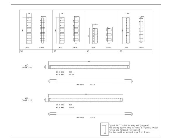 Free AutoCAD 2D Editable Drawings for Column & Walls Reinforcement Details_ 5