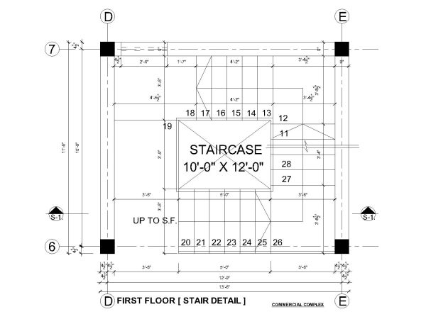 Free AutoCAD 2D Editable Drawings for Commercial & Residential Building Stair Detail_ 01