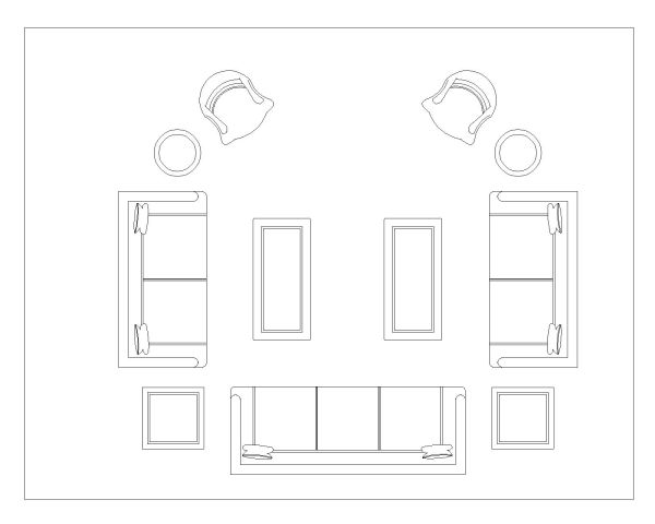 Free AutoCAD 2D Editable Drawings for Complete Sofa Set with Tables for Lounge & Dining_9