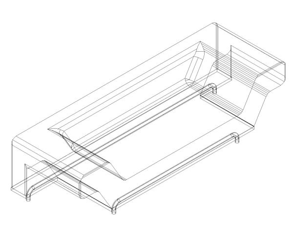 Contemporary Chaise with Cushions Isometric Architectural Drawing. CAD block in DWG format free download.