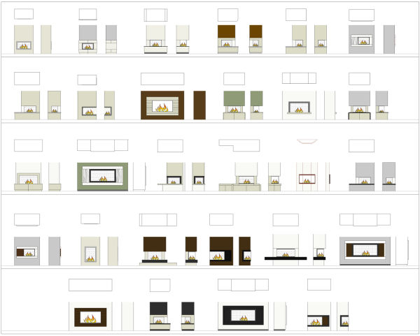 Contemporary fireplaces CAD collection dwg