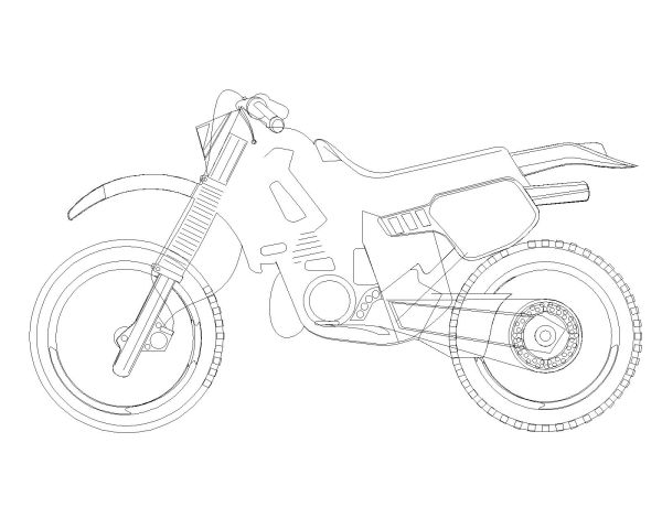 Cruiser Motorcycle Side View Architectural Drawing. CAD block in DWG format free download.